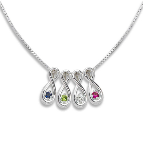 Birthstone Bud Trio Necklace, 3 stone mothers necklace