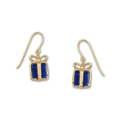 14k Yellow Gold Blue Lapis Stud Earrings - Tangibleinvestmentsinc.com