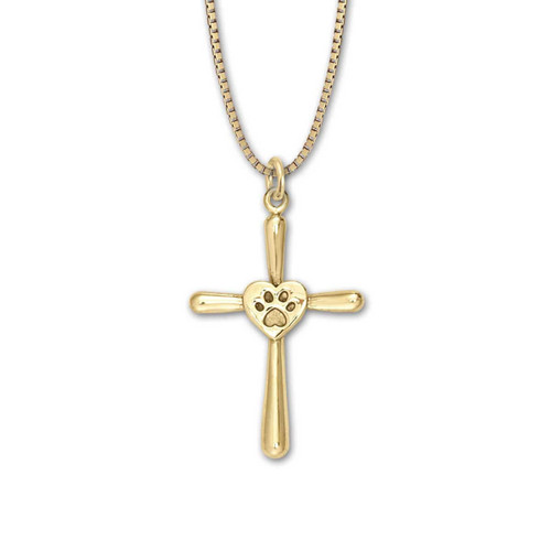 14K Gold Paw Print Cross - JH Breakell and Co.