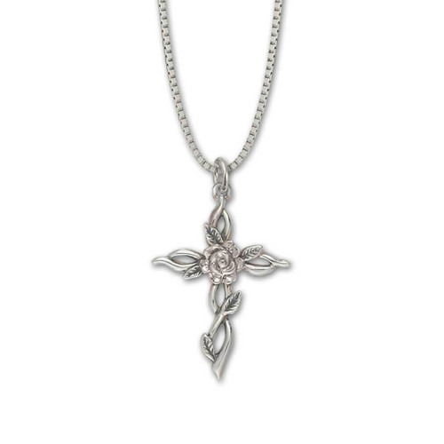 Sterling Silver Rose Vine Cross - JH Breakell and Co.