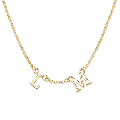White gold initial necklace - 14k white gold initial letter necklace
