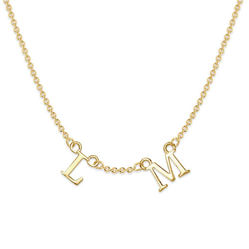 Gold Vermeil 2 Letter Sideways Initial Necklace | Eve's Addiction