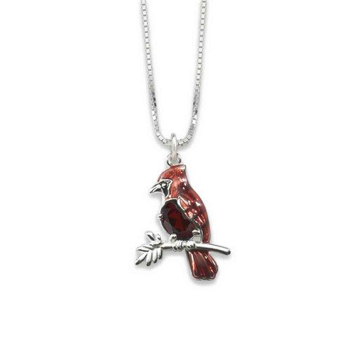 Sterling Silver Cardinal Bird Necklace