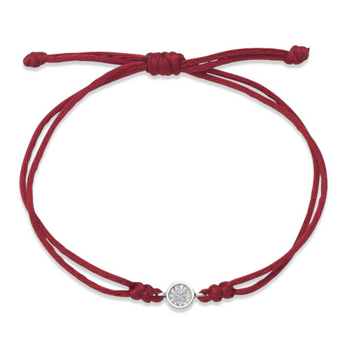Sterling Silver Solaris Lab Created Diamond Red Cord Bracelet