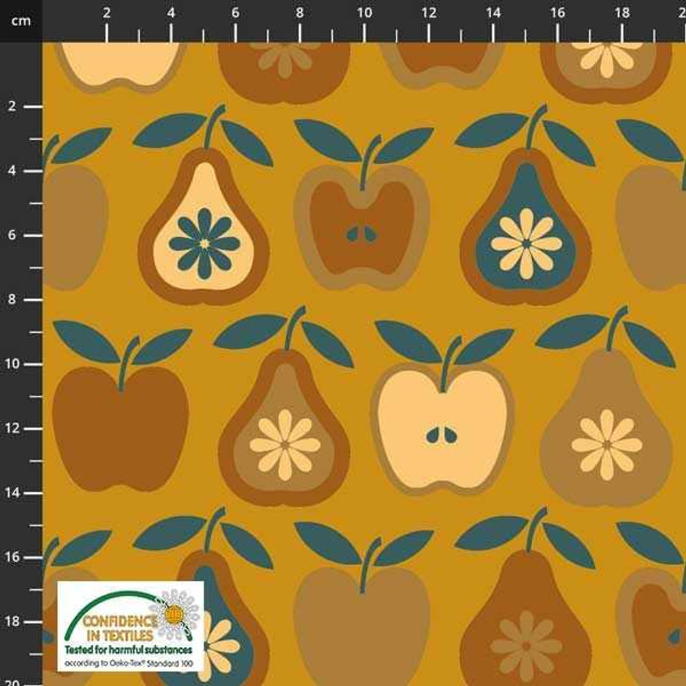 Stof Fabrics Orchard on Mustard Cotton Lycra Knit