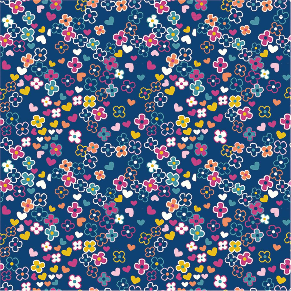 Mini Floral on Navy Cotton Lycra Knit