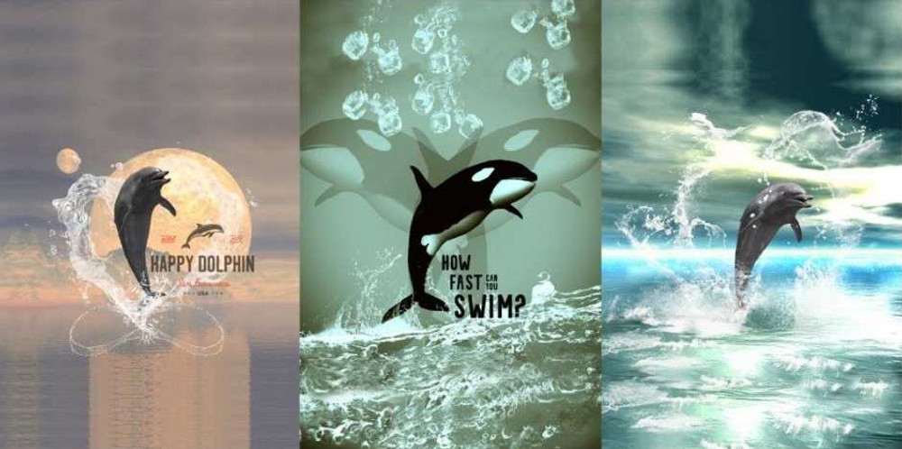 Orca & Dolphins Cotton Lycra 29" Panel Set