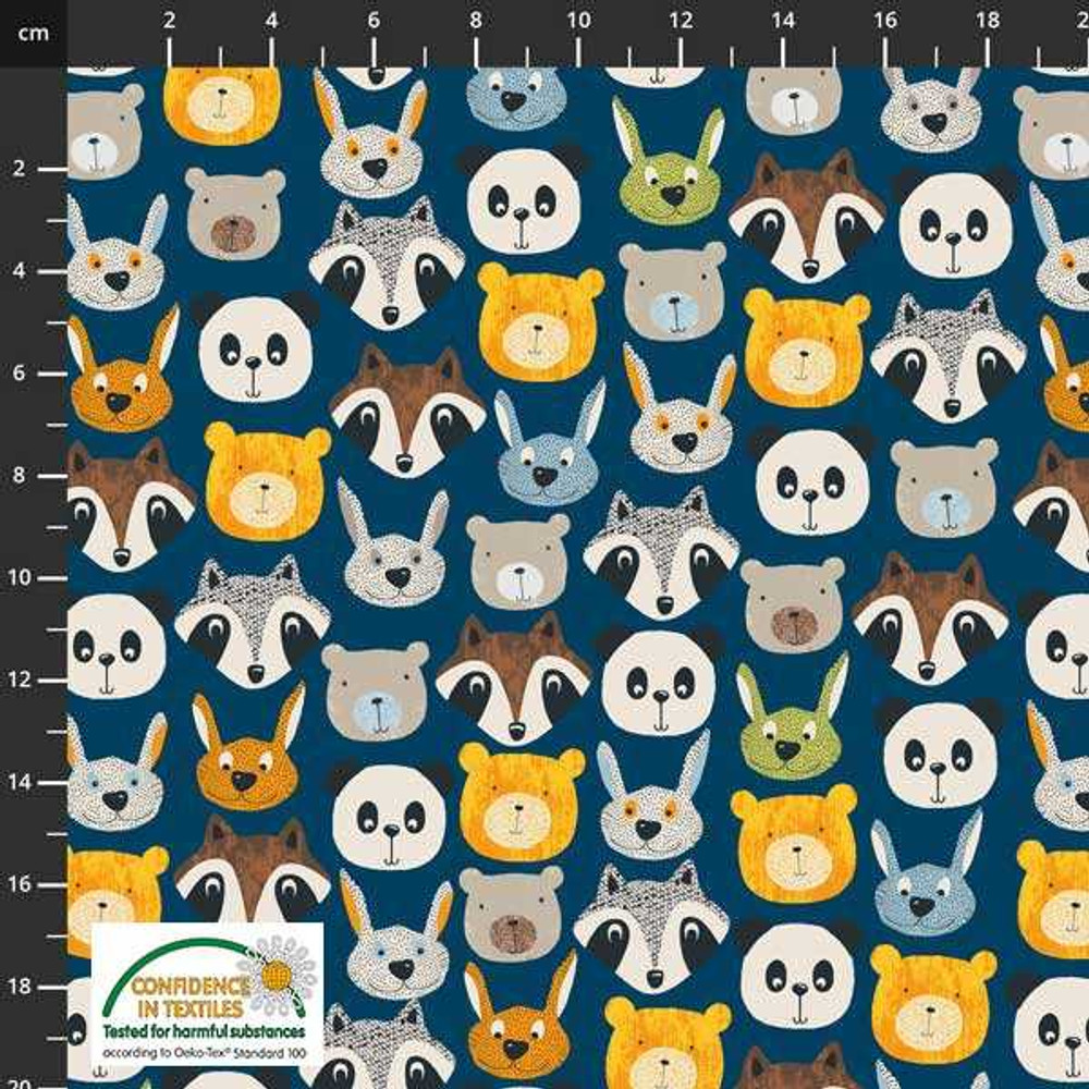 Stof Fabrics Animal Friends on Dark Teal Cotton Lycra Knit