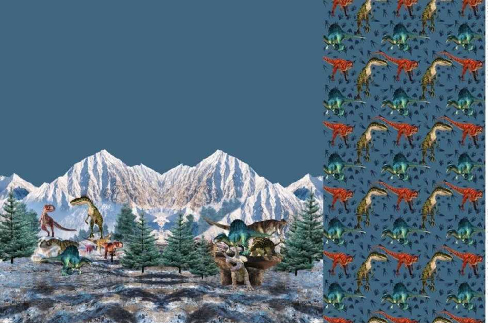 Mountain Dinosaurs French Terry 39" Panel Set