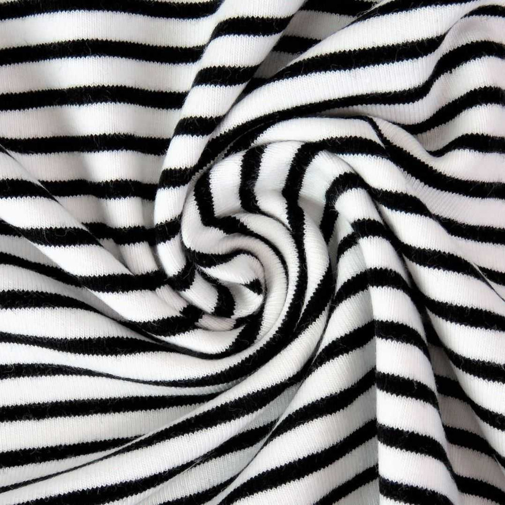 Yarn Dyed Black Stripes on White Cotton Lycra