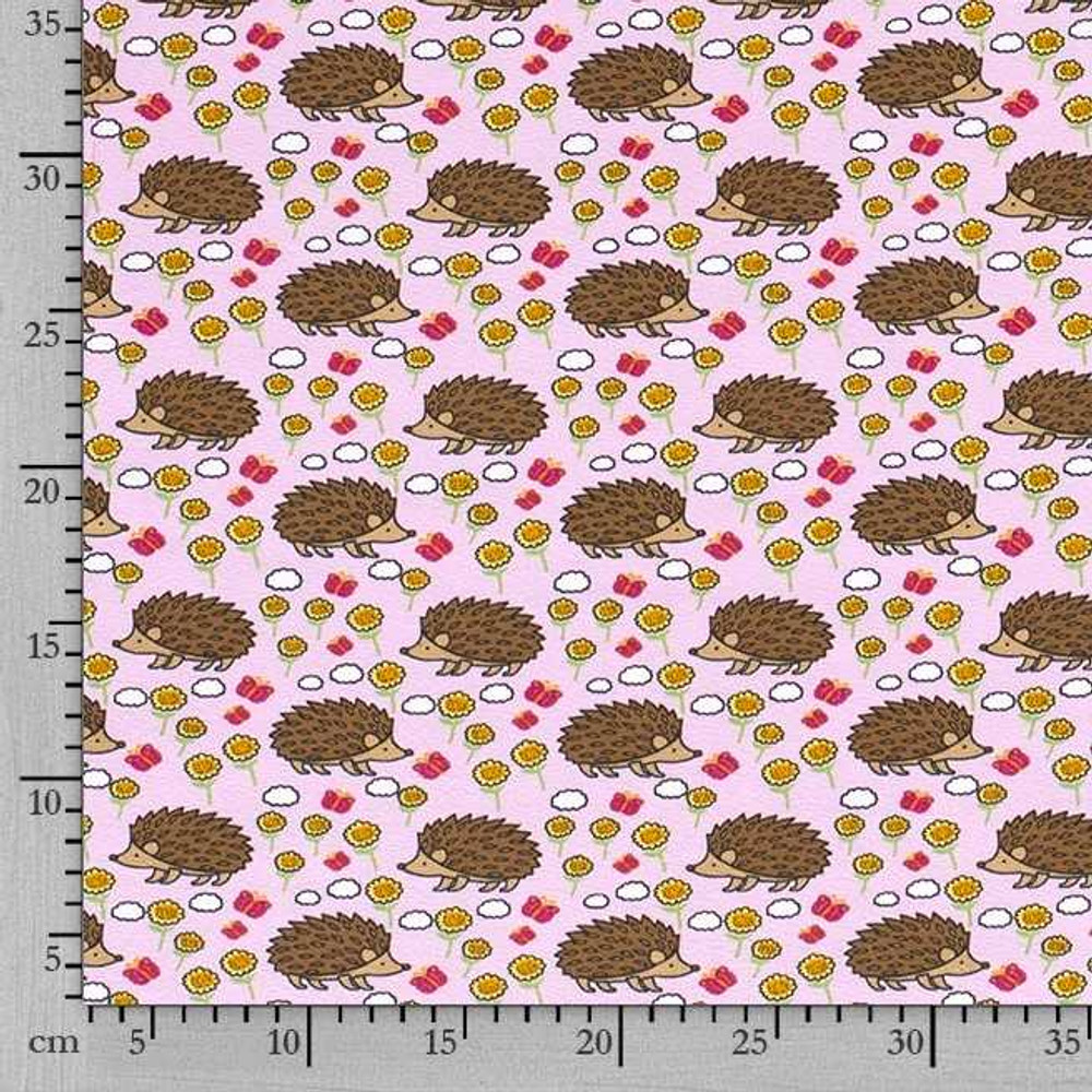 Sweet Hedgehogs on Pink Cotton Lycra