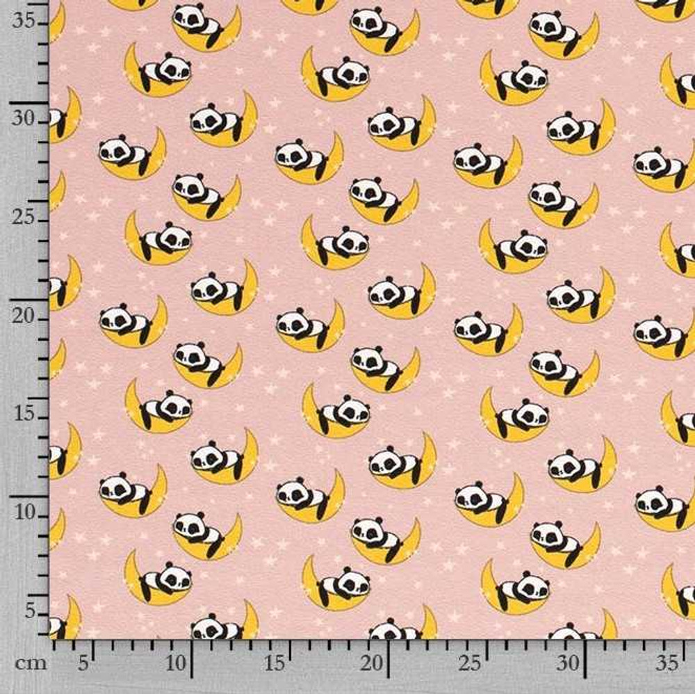 Goodnight Panda on Pink Cotton Lycra
