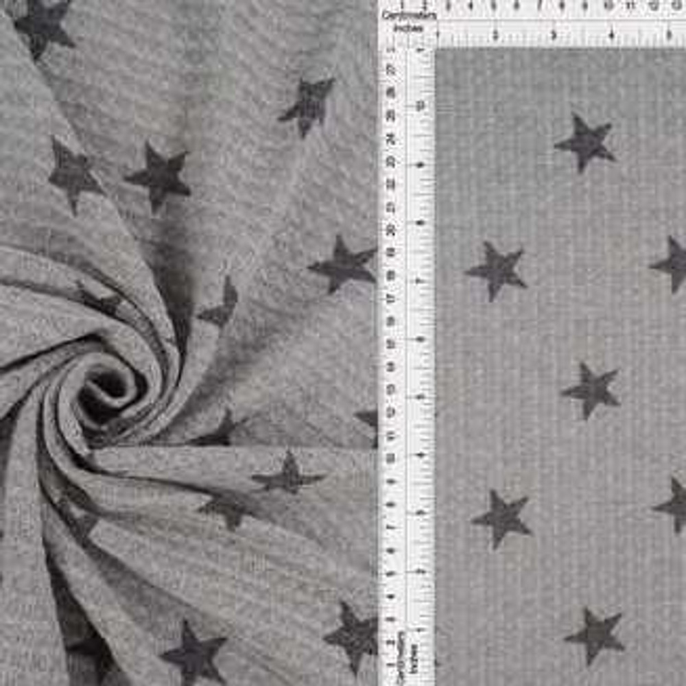 Black Stars on Heather Gray Waffle Knit