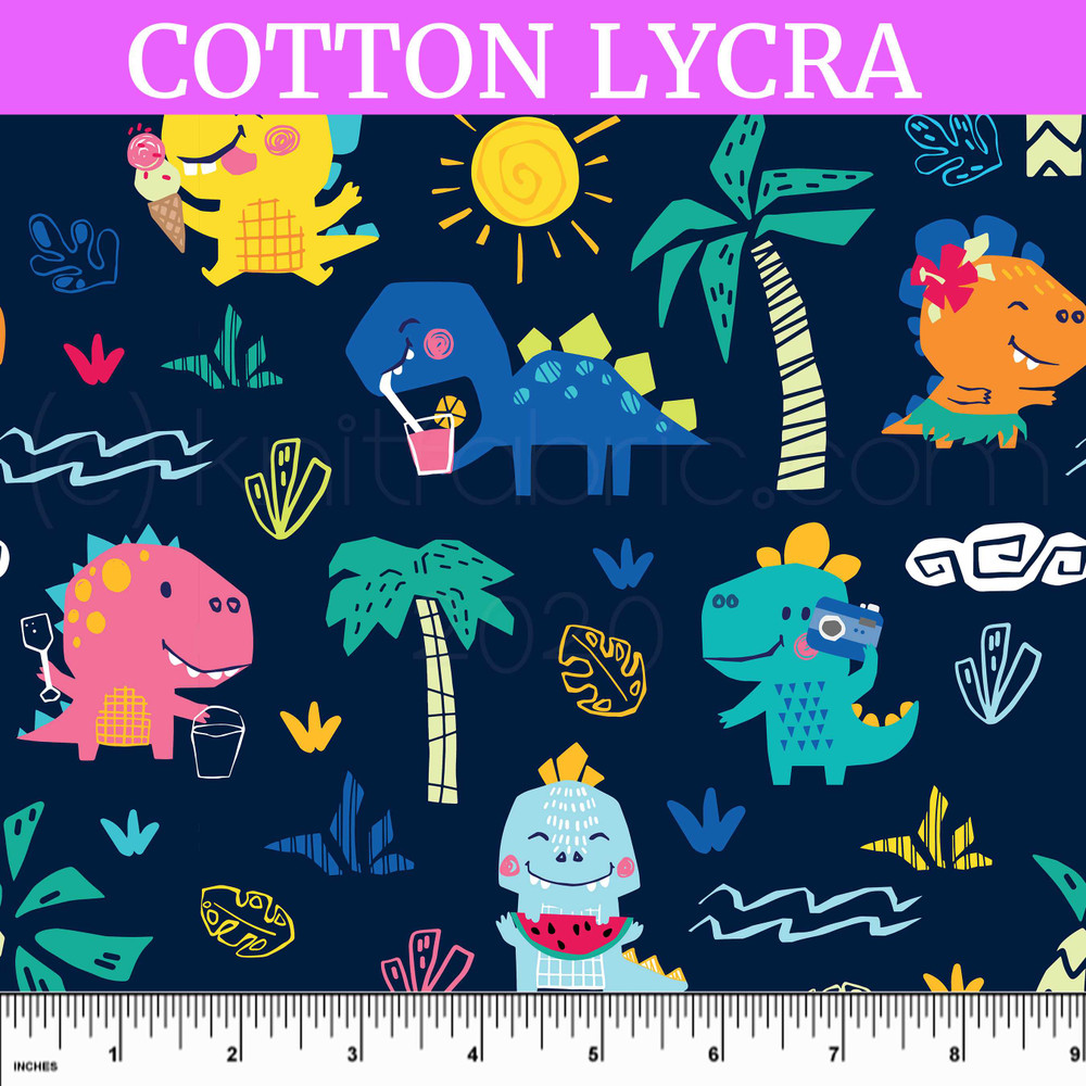 Custom Dino Beach Cotton Lycra Knit