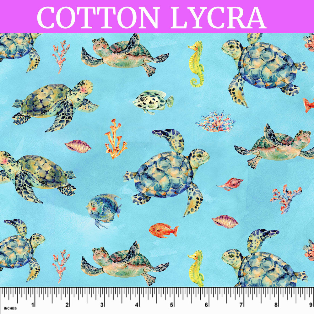 Custom Sea Turtle Reef Cotton Lycra Knit