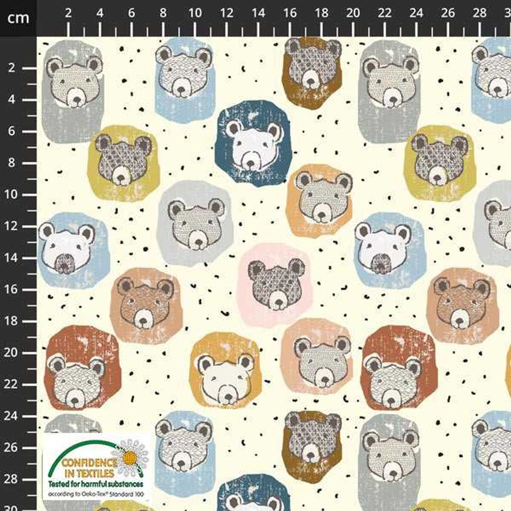 Stof Fabrics Teddy Bears & Polka Dots on Organic Cotton Lycra Knit
