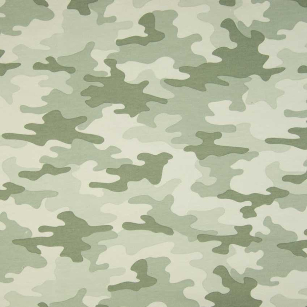 Light Green Camouflage on French Terry Knit