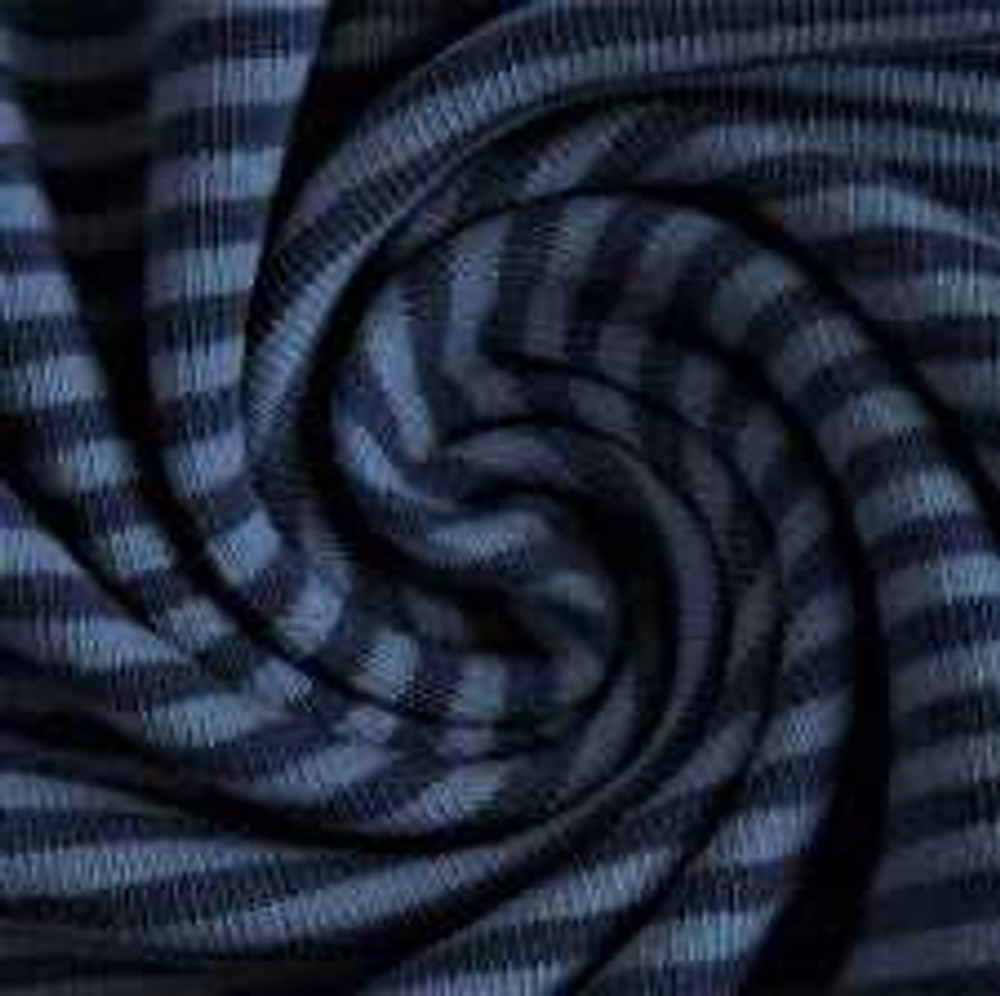 Yarn Dyed 2-Tone Stripe in Navy & Light Blue Cotton Lycra