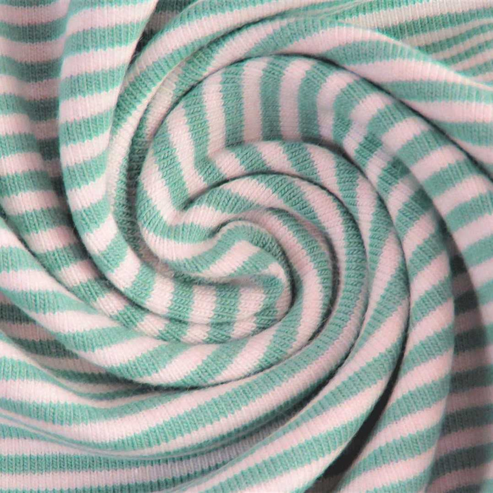 Yarn Dyed 2-Tone Stripe in Mint & White Cotton Lycra