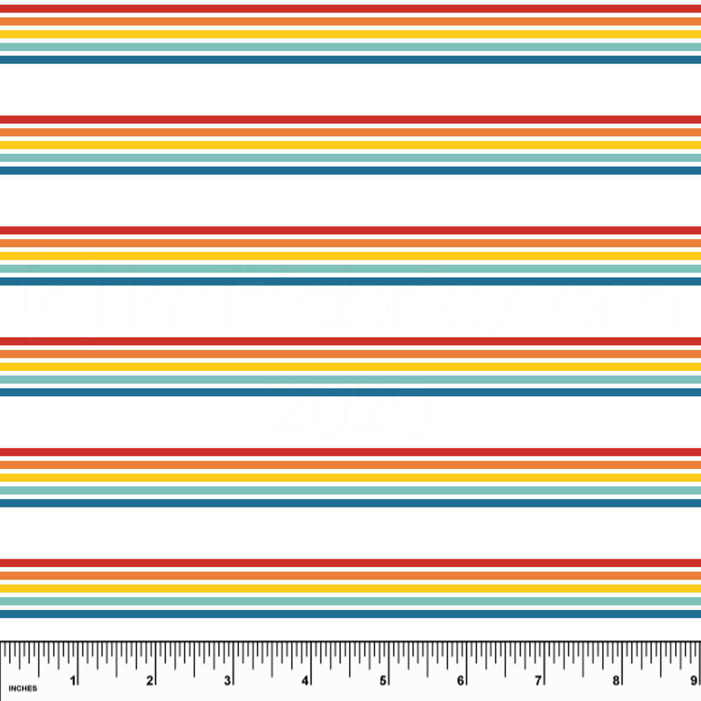 Custom Retro Rainbow Stripe Cotton Lycra Knit