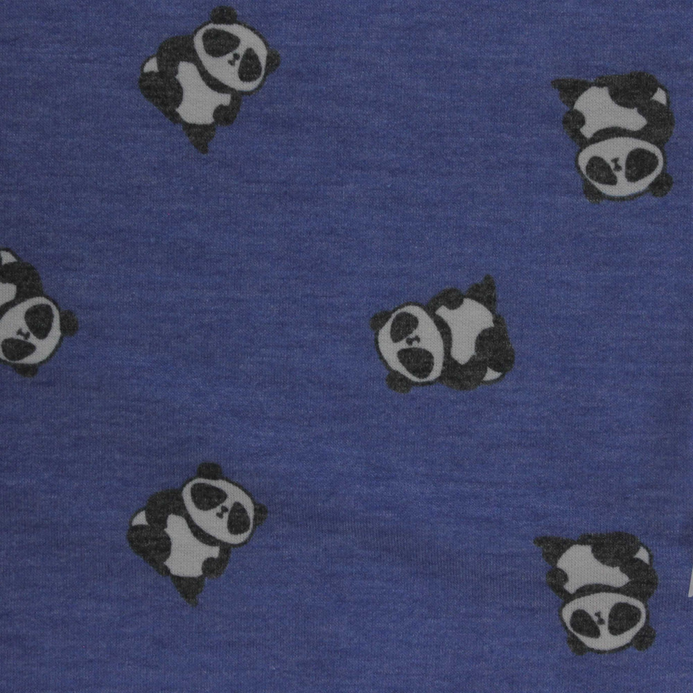 Pandas on Blue French Terry Knit