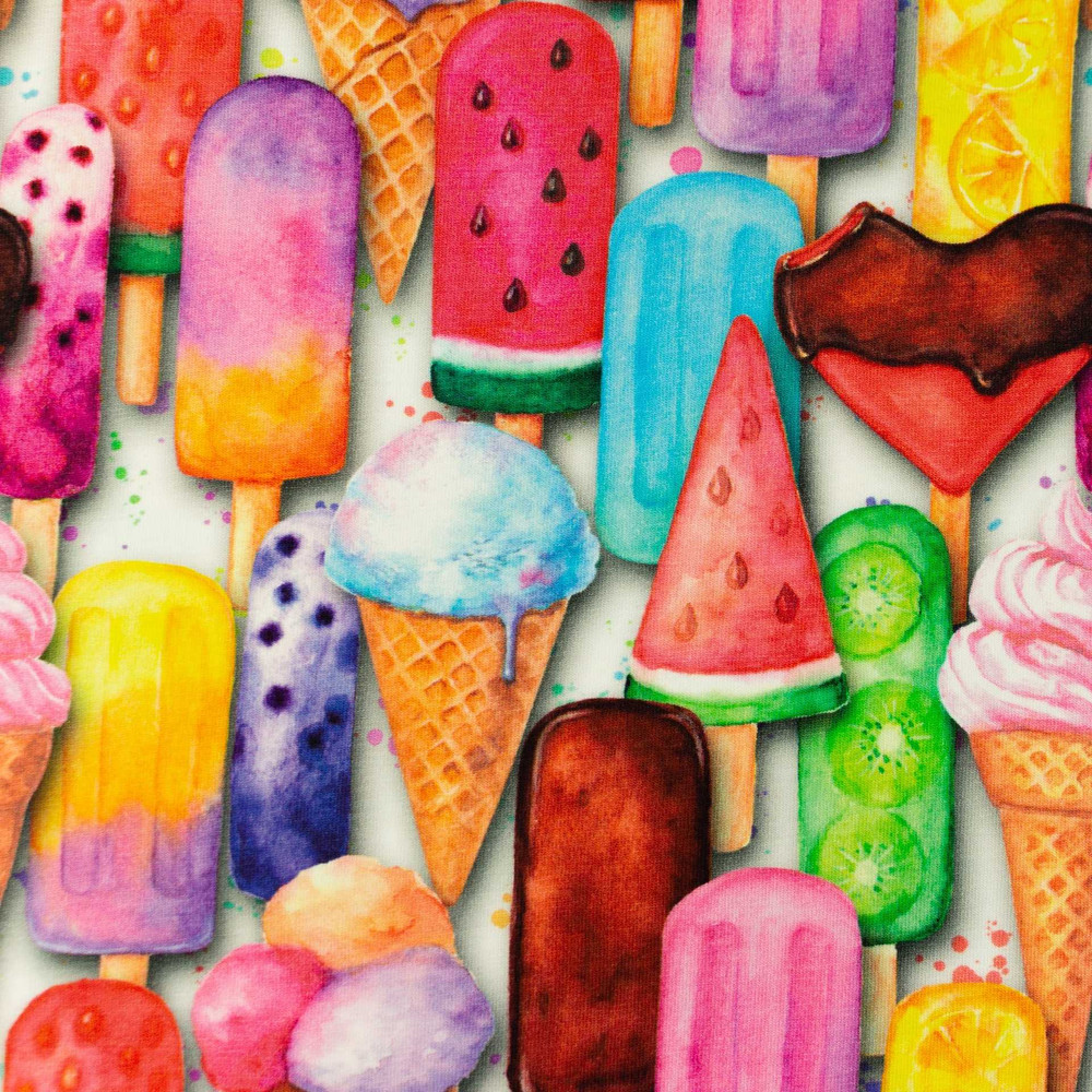 Ice Cream Cones & Popsicles Cotton Lycra Knit