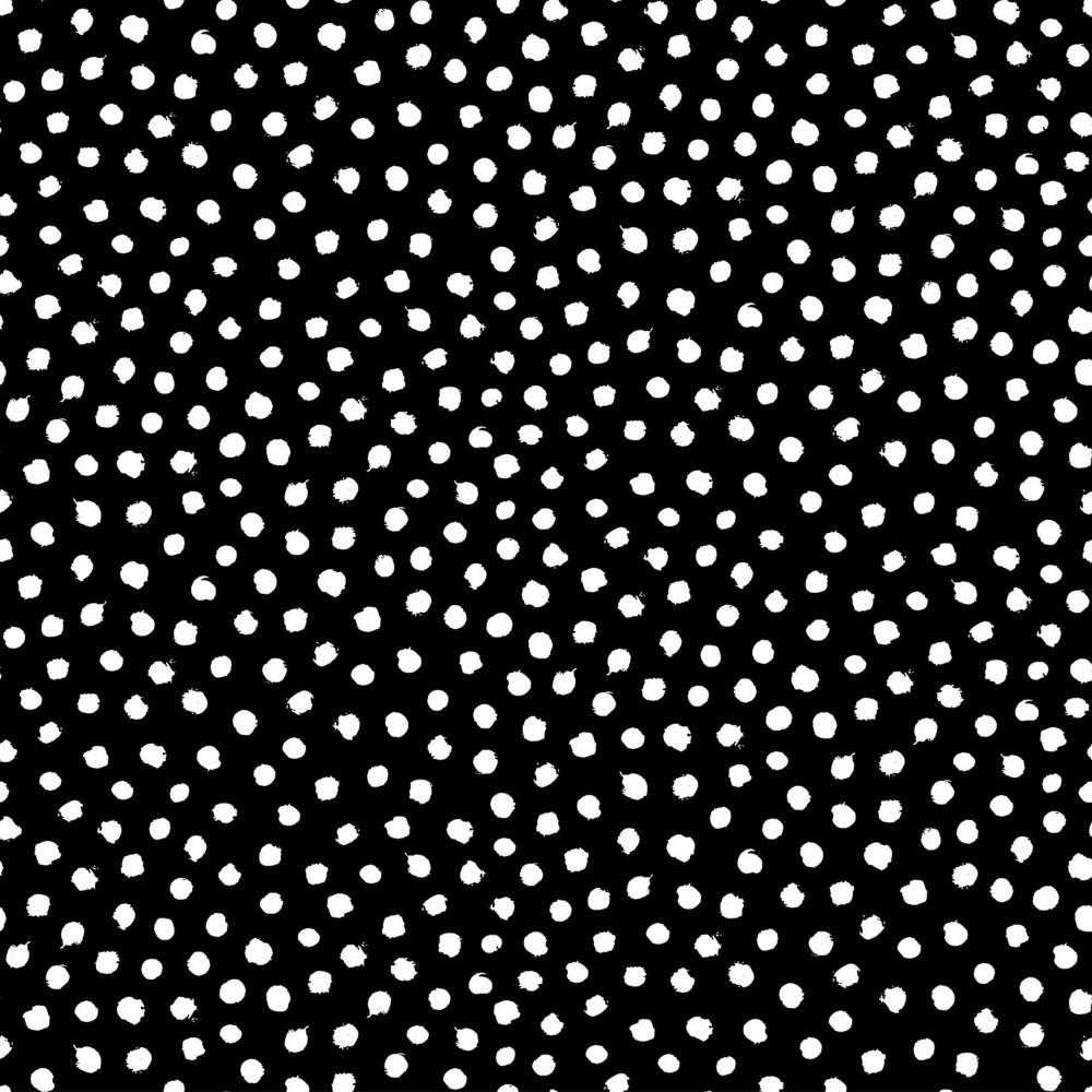 White Squiggle Dots on Black Organic Cotton Lycra Knit