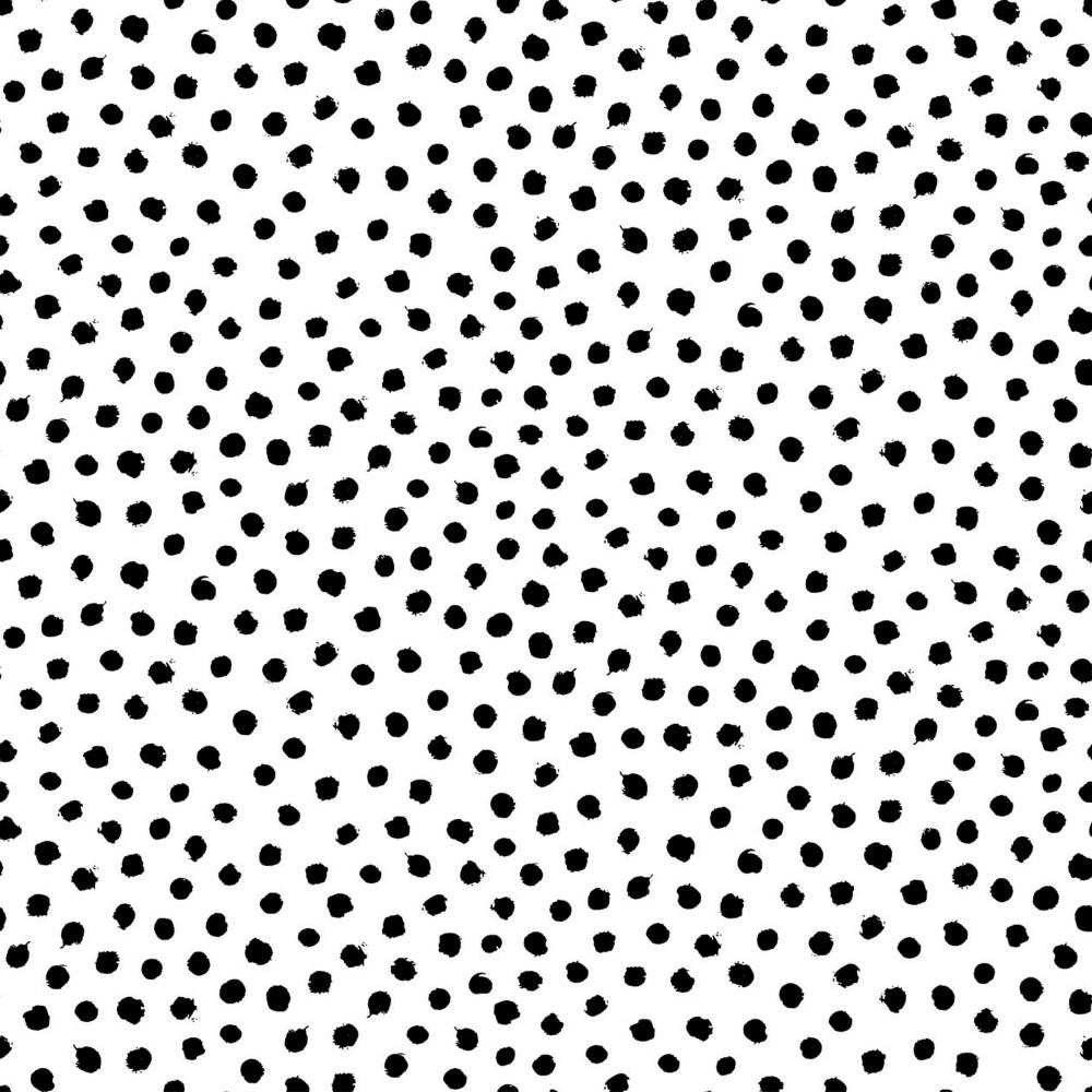 Black Squiggle Dots on White Organic Cotton Lycra Knit