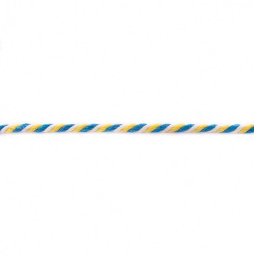 Aqua, Yellow and White 6mm Twisted Cord - Sold by the Yard