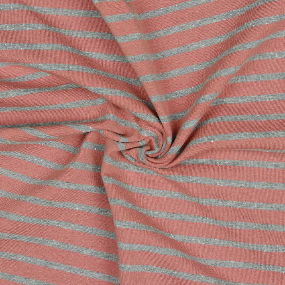 Gray Melange Stripes on Rose Sweatshirt Fleece