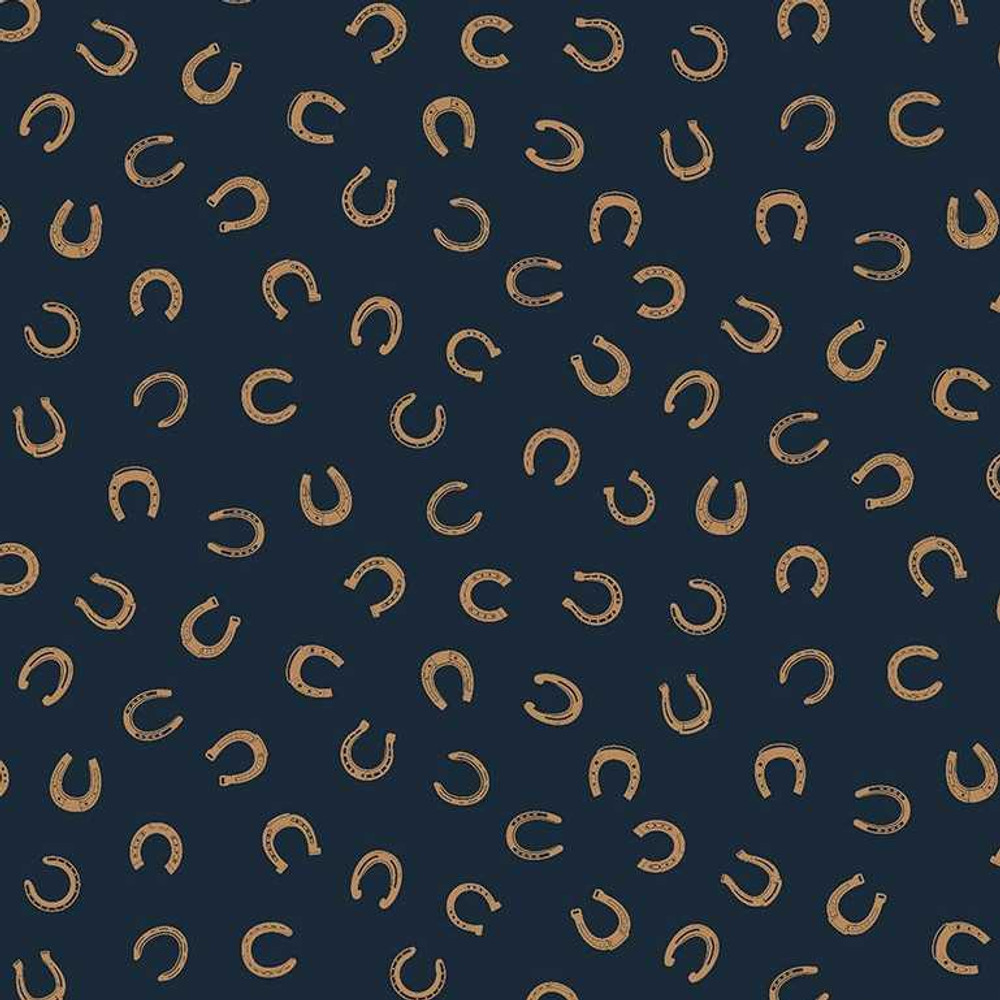 Dear Stella Horseshoes on Navy Quilting Cotton