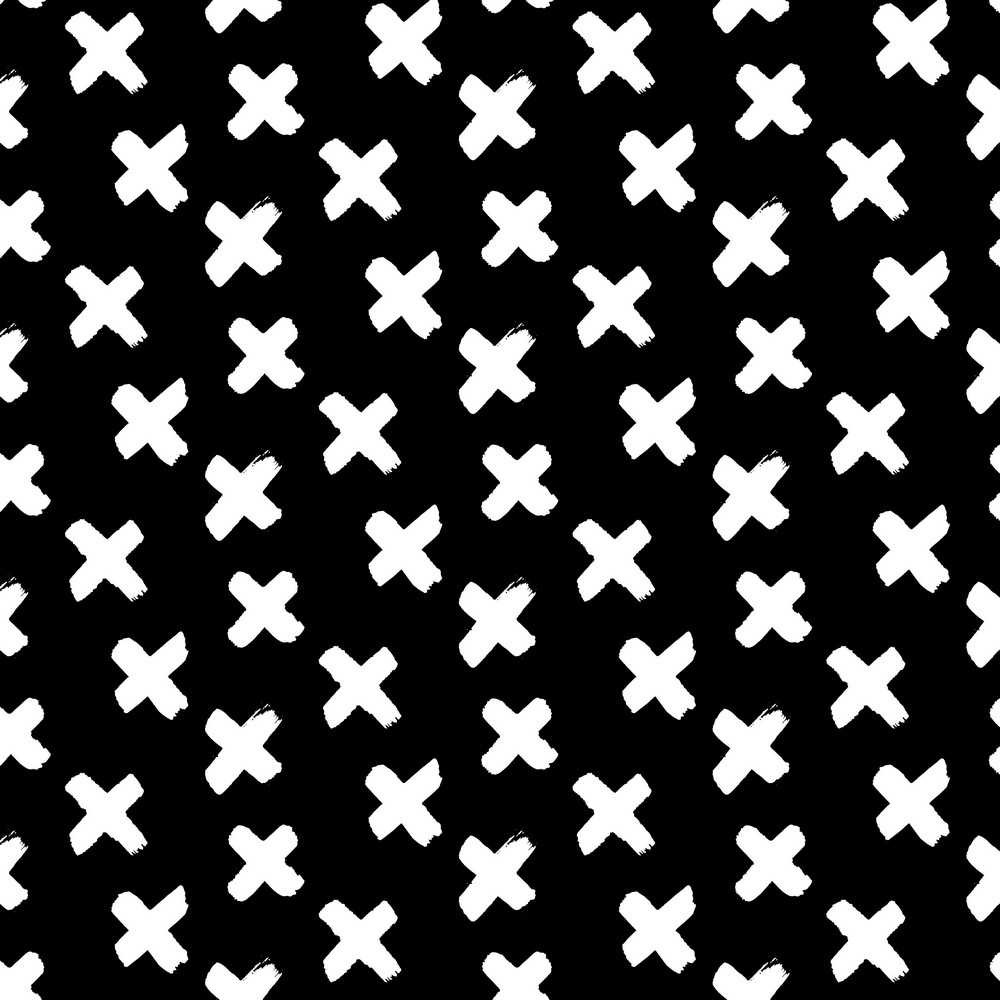 White X's on Black Organic Cotton Lycra Knit