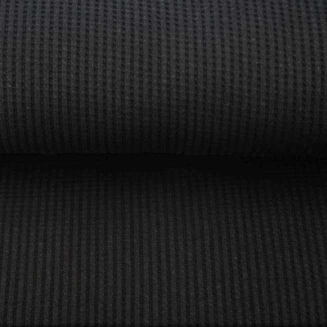 Black Cotton Lycra Waffle Knit Euro Knits KnitFabric.com
