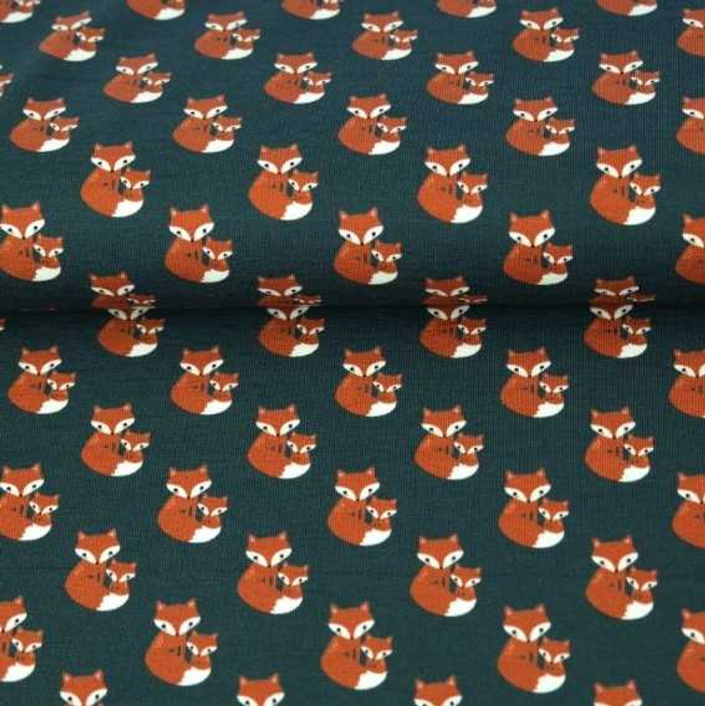 Fox Family on Navy Cotton Lycra