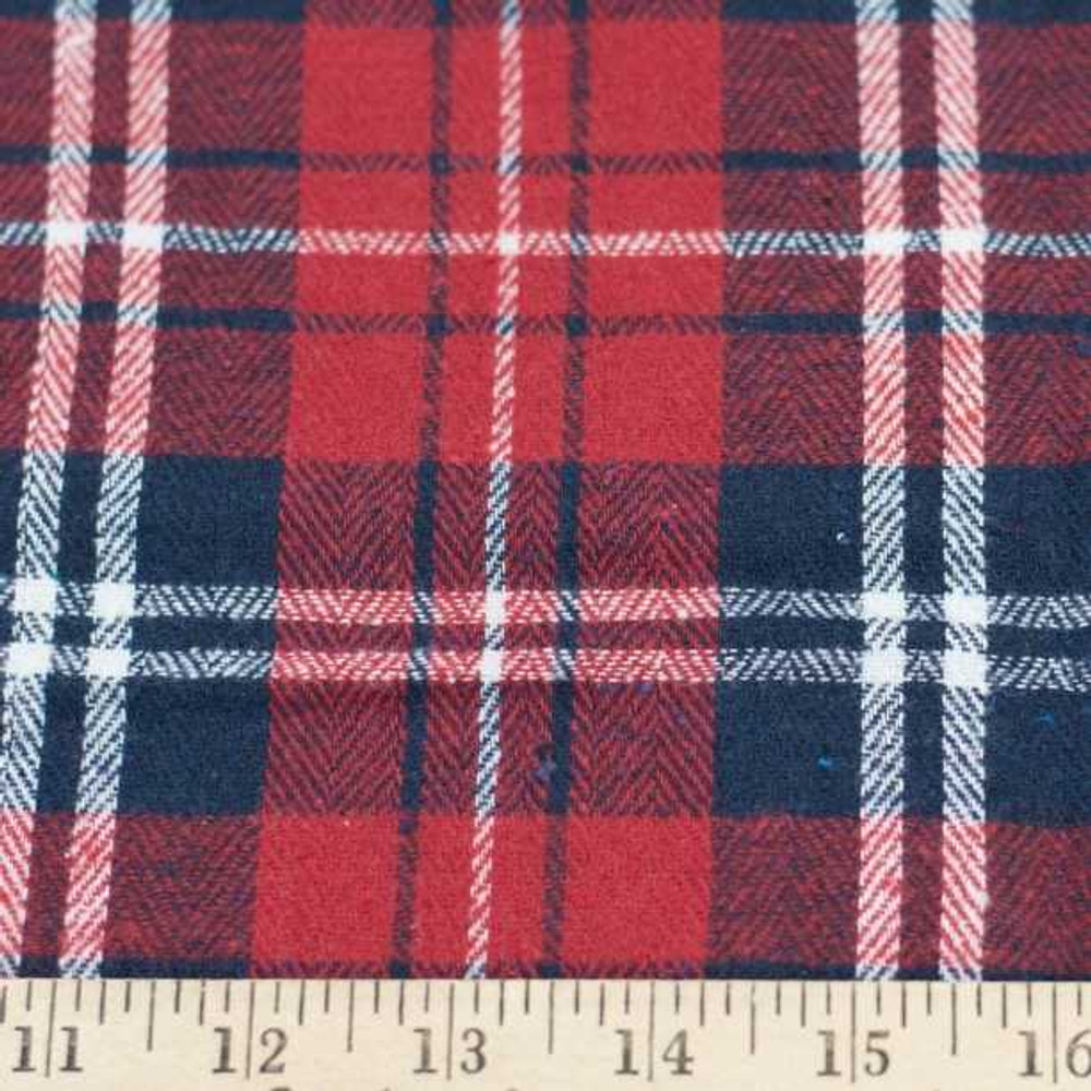 Navy, Red & White Plaid Flannel