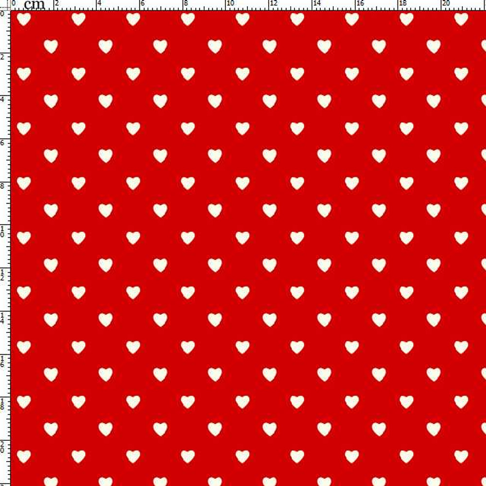 Mini Hearts on Red Cotton Lycra Knit