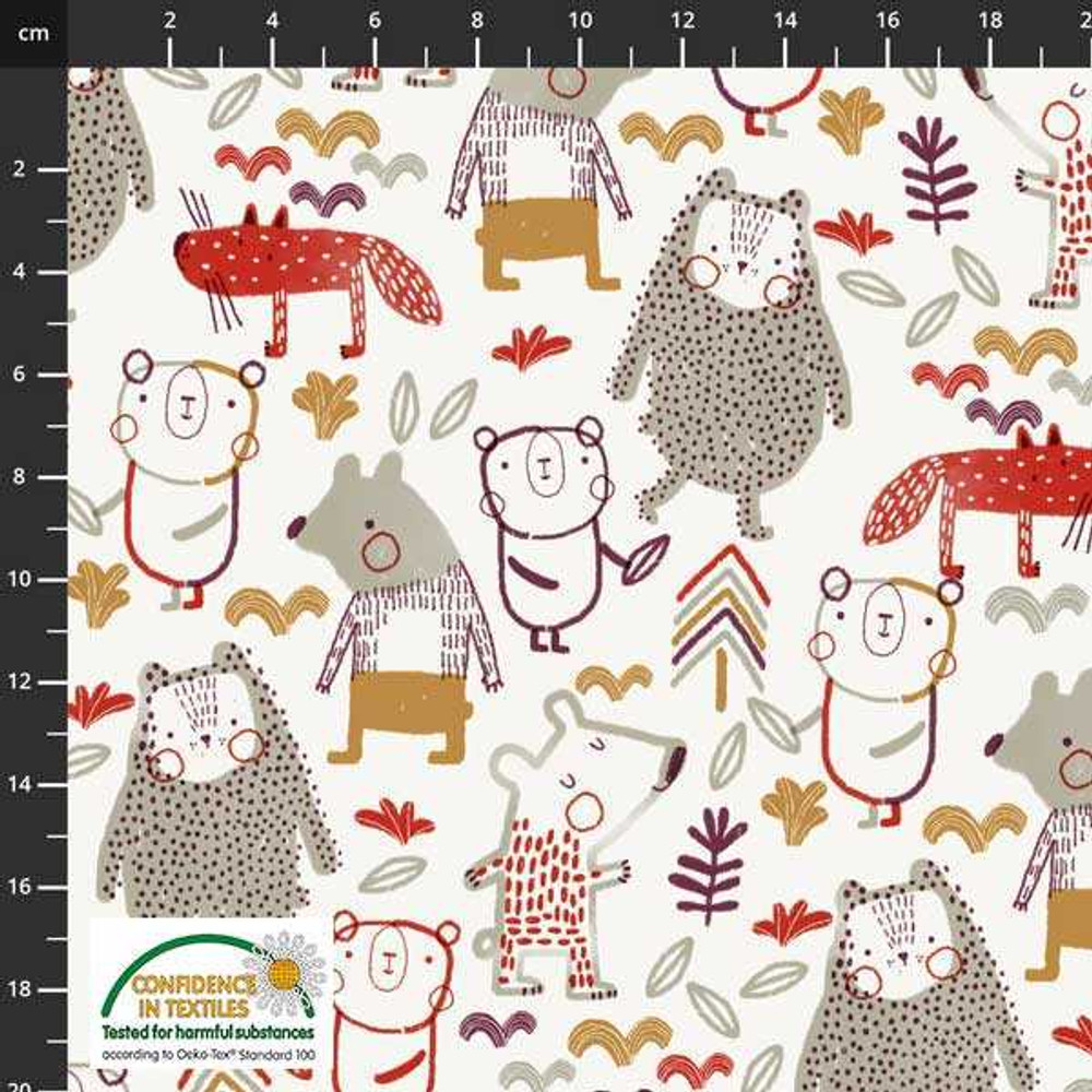 Stof Fabrics Doodle Forest Animals Cotton Lycra Knit