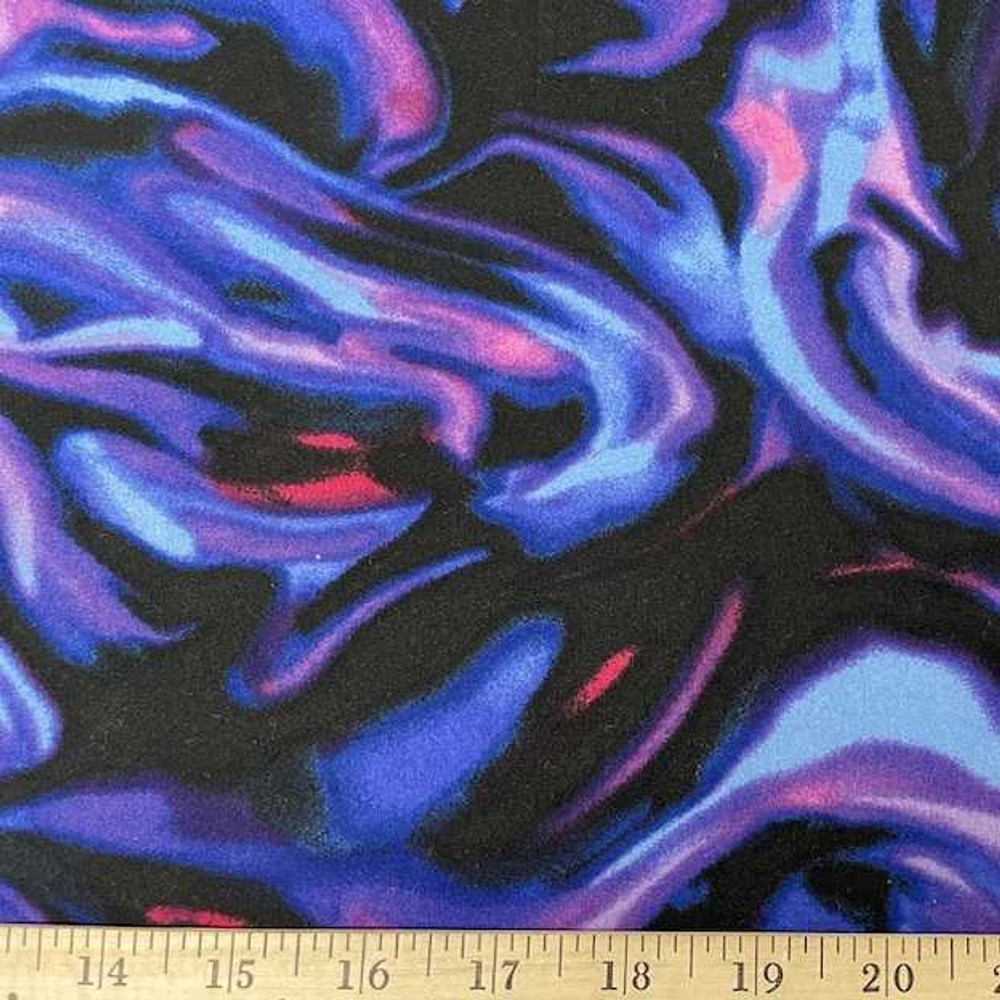 Black & Purple Swirl Double Brushed Poly