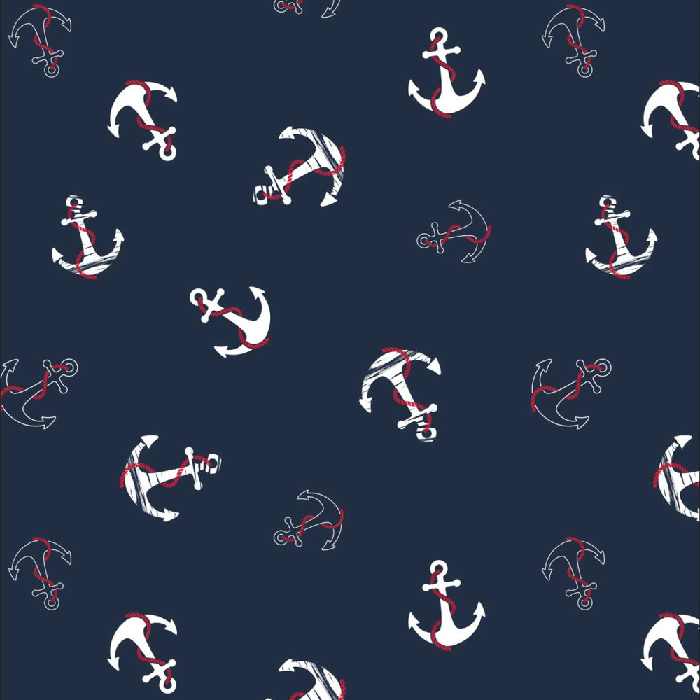 Anchors on Navy Cotton Lycra Knit