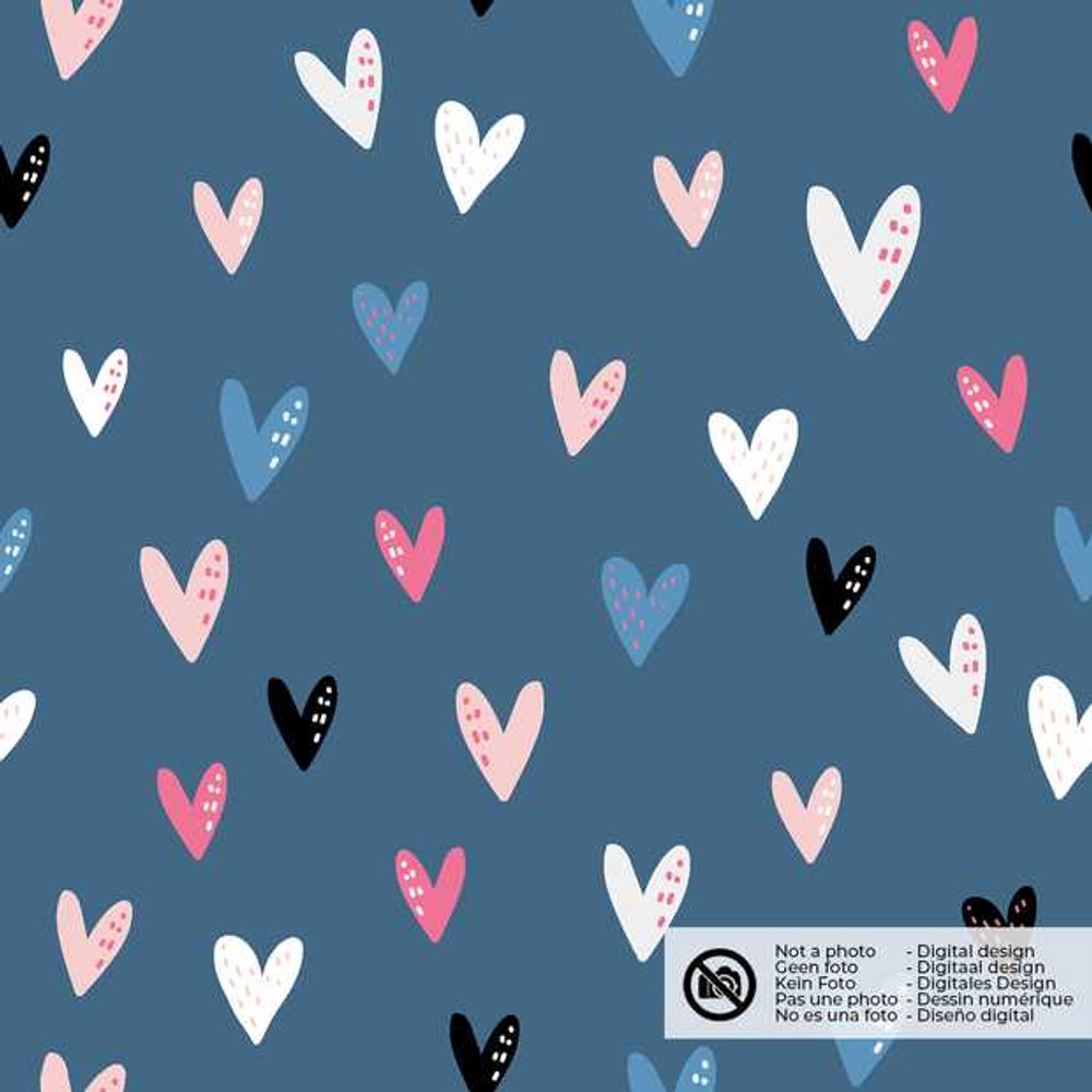 Hearts on Navy Cotton Lycra