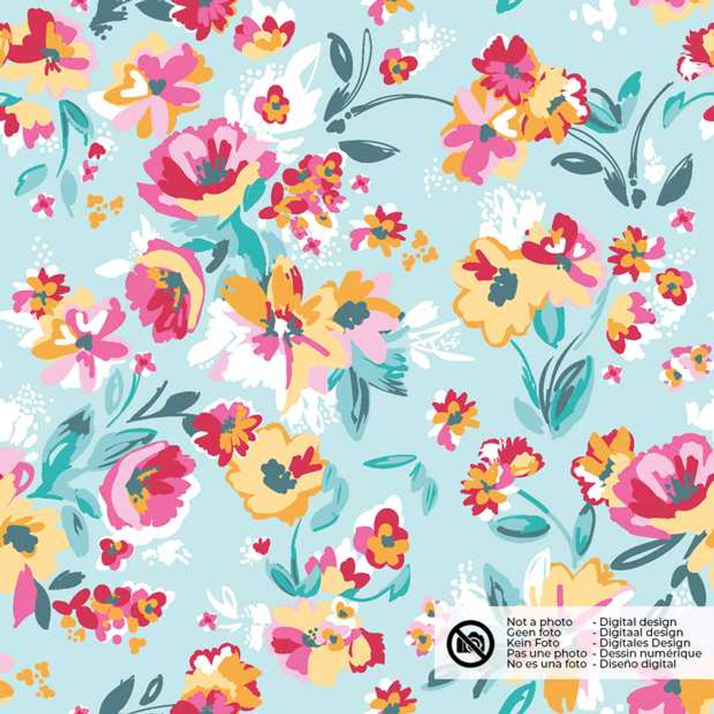 Tessa Floral on Mint Cotton Lycra