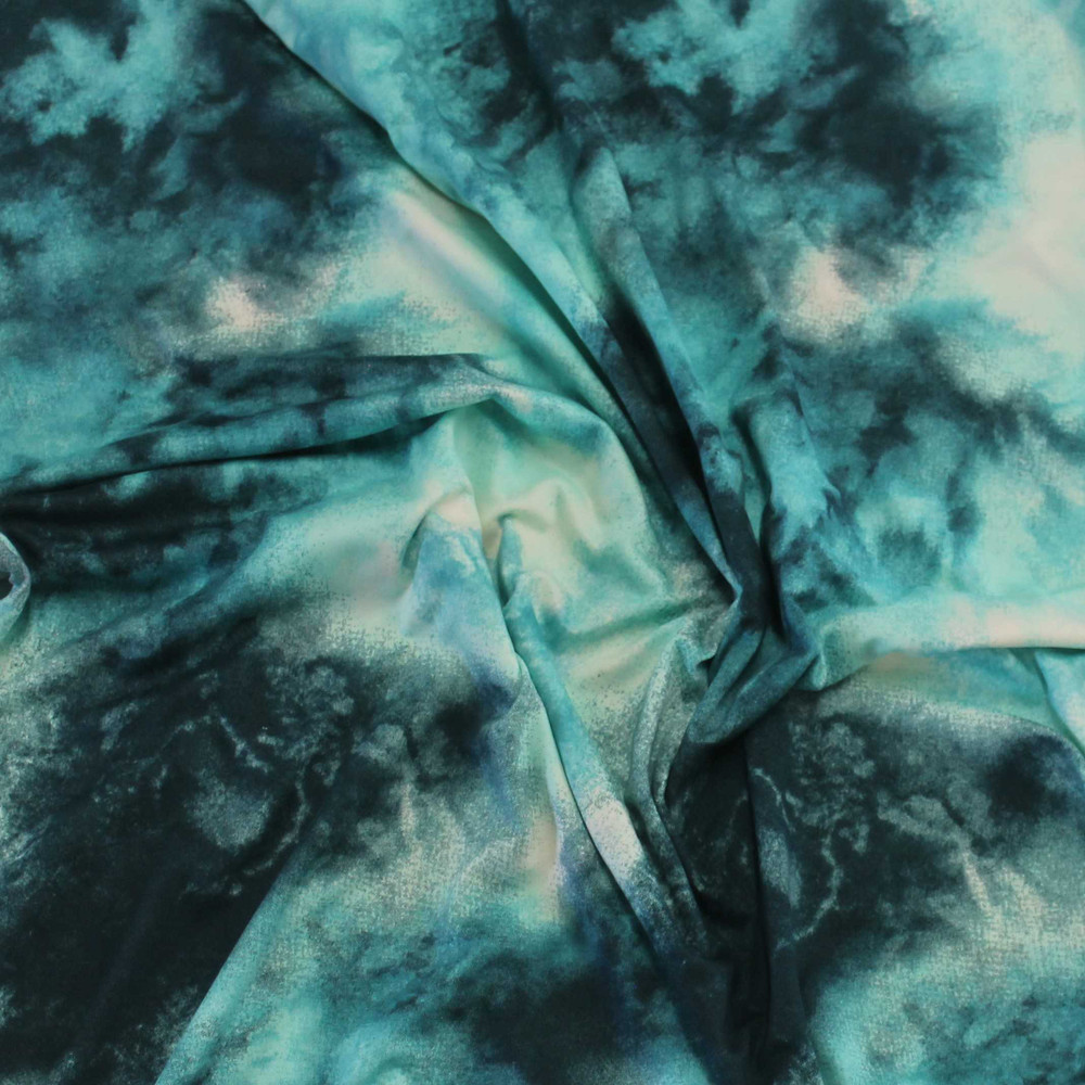 Mint & Teal Tie Dye Double Brushed Poly