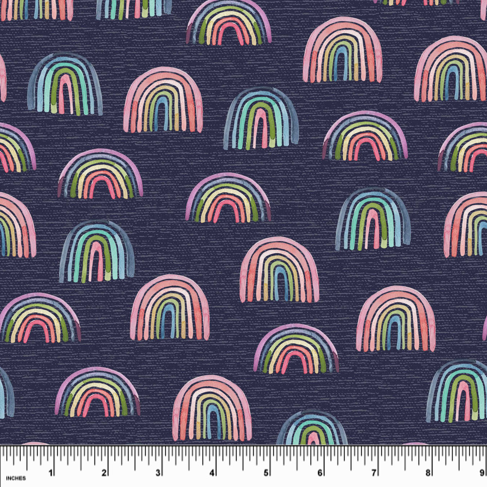 Custom Painted Rainbows Cotton Lycra Knit