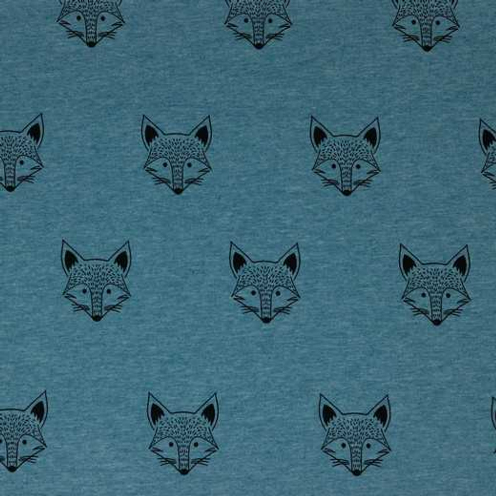 Fox Face on Blue Melange Jersey