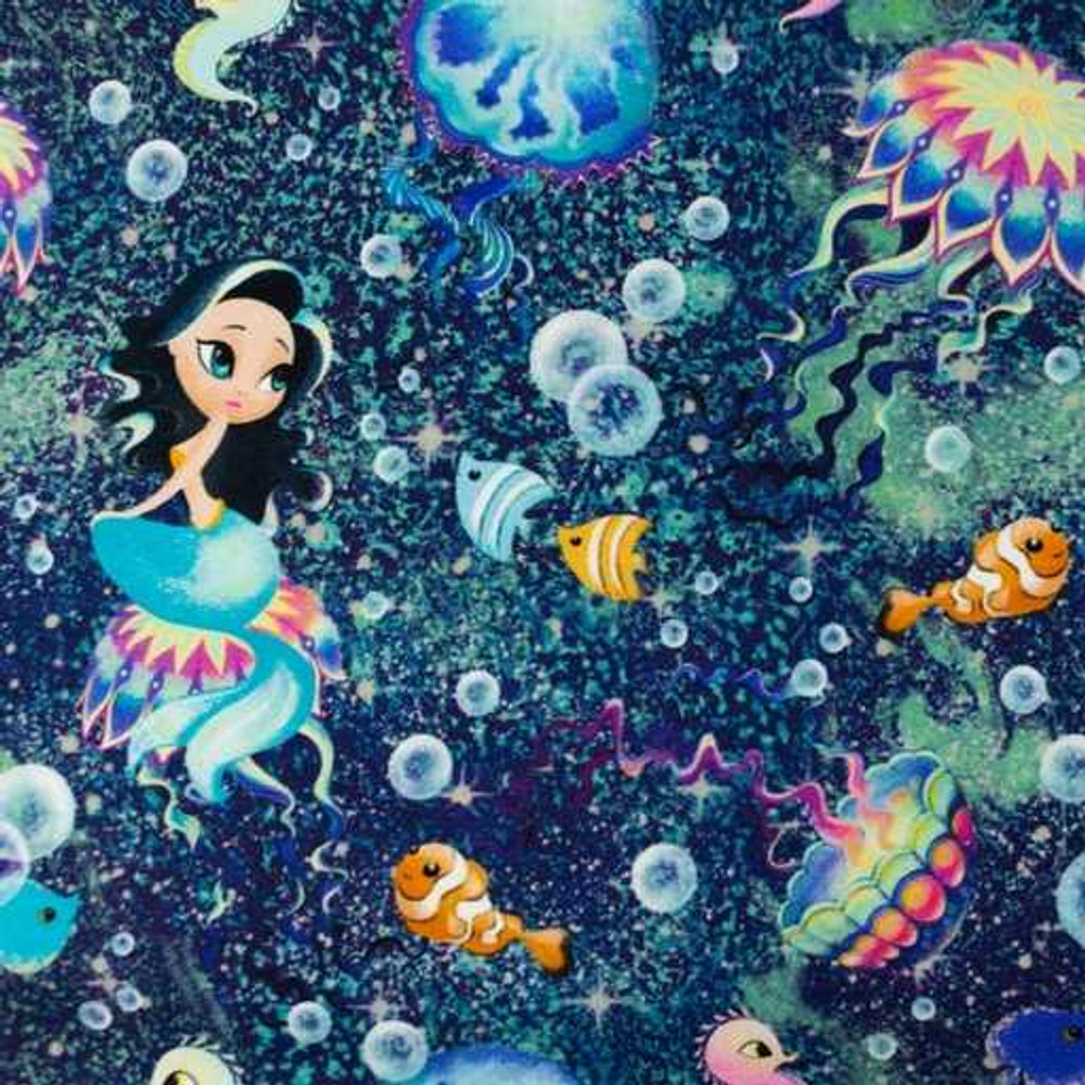 Mermaid Cotton Fabric Yard, Mermaid Pattern Cotton Fabric