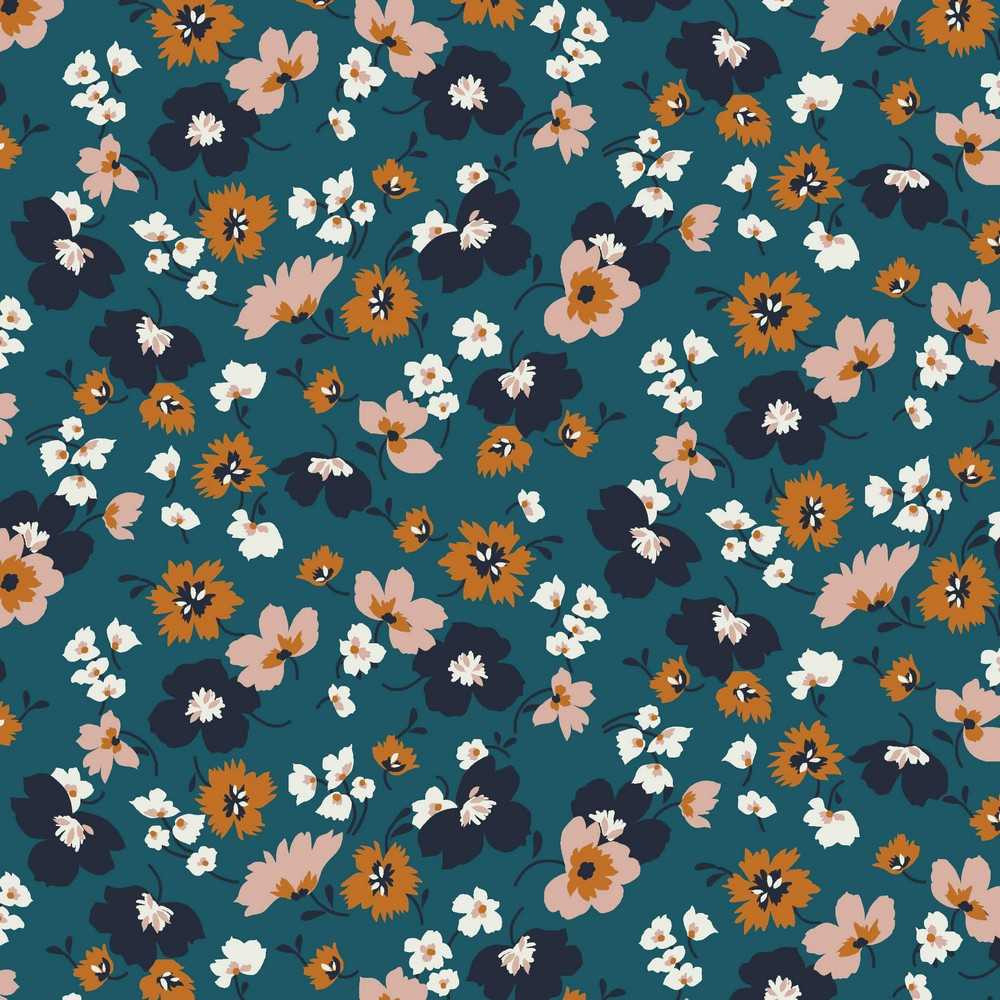 Floral on Petrol Modal Jersey