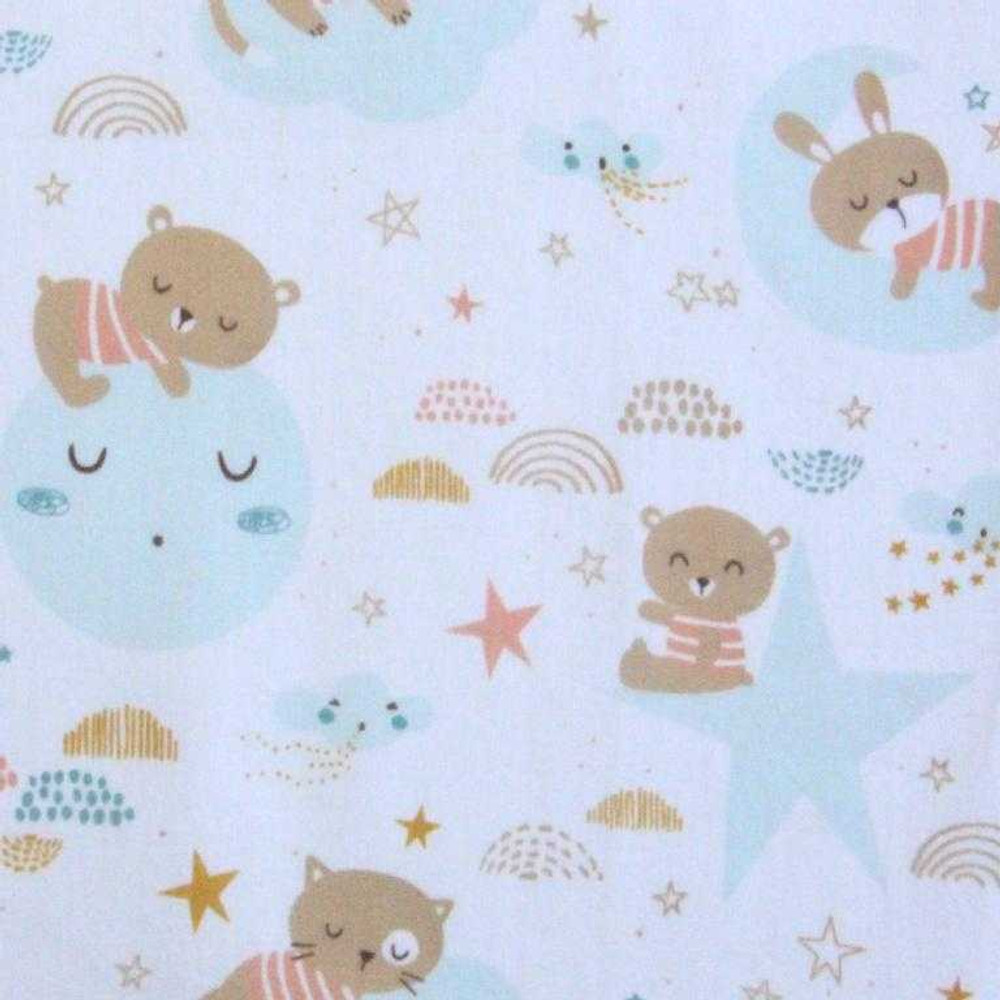 Sweet Dreams Animals on Ivory Cotton Lycra Knit