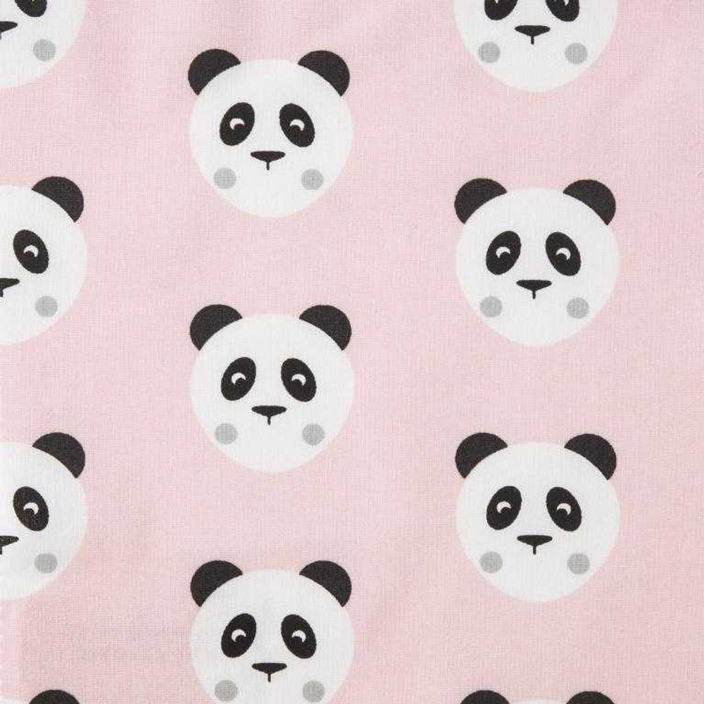 Panda Faces on Pink Cotton Lycra Knit