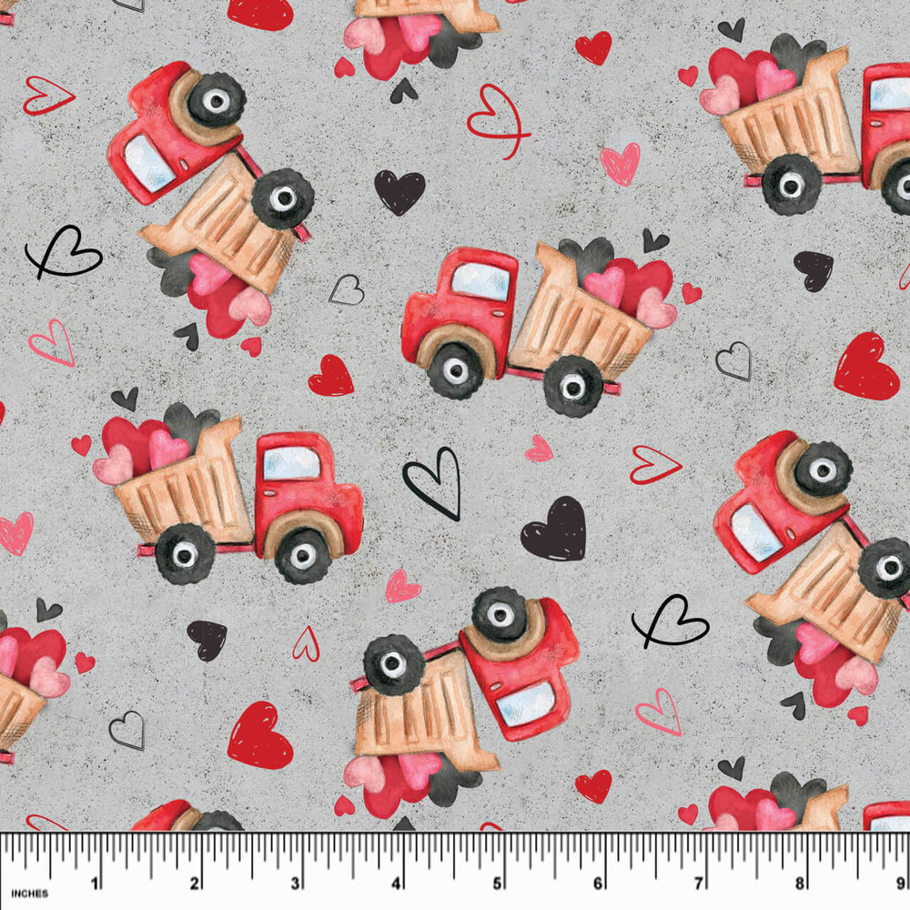 Custom Valentine Dump Trucks Cotton Lycra Knit