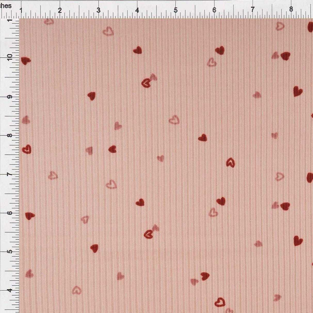 Mini Hearts on Blush 4x2 Rib Knit